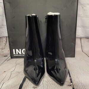 Inc Womens Azahp Womens Patent Leather Pointed Toe Ankle Boots